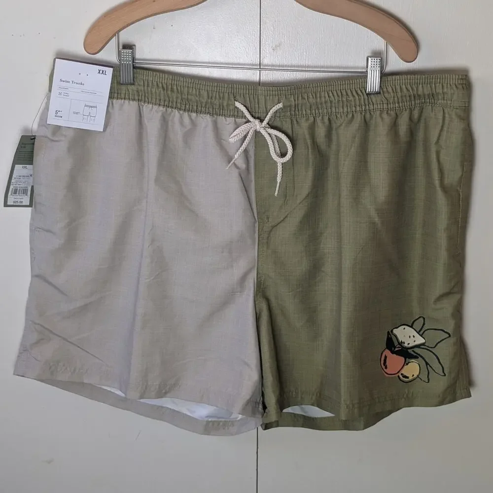 Goodfellow Green & Grey Swim Shorts XXL